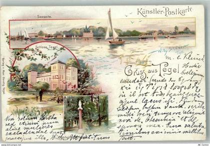 10115 W1000 Tegel 1898 Lithographie Künstlerkarte Schloss Tegel Humbold-... - 13306008