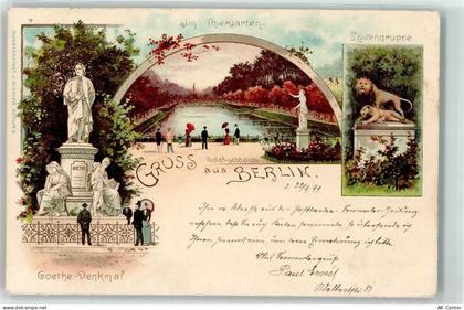 10115 W1000 Tiergarten 1899 Lithographie Im Tiergarten Löwen Goethe Denk... - 10626520