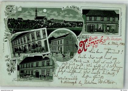 14823 O1824 Niemegk 1902 Lithographie / Mondschein Hotel Fricke Hotel He... - 13668489