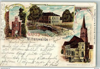 15749 O1606 Mittenwalde , Mark 1901 Lithographie Berliner-Turm Pulvertur... - 13665042