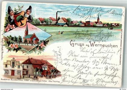 16356 O1298 Werneuchen 1898 Lithographie Zwerge Wappen Radfahrer-Bundesh... - 13657891