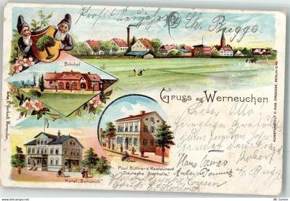 16356 O1298 Werneuchen 1900 Gebrauchsspuren Zwerge Bahnhof Hotel "Schnuc... - 13624154