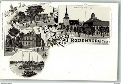 19258 O2830 Boizenburg Lithographie Kais. Postamt Kirche Rathaus Elbberg... - 13542717