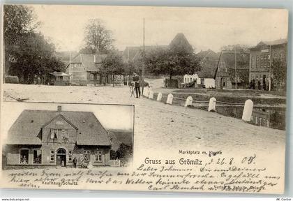 23743 W2433 Grömitz 1905 - Dorfstraße Radfahrer Marktplatz Kirche Kaufha... - 13649016