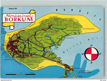 26757 W2972 Borkum - Stadtplan Nordseeinsel Borkum - 10332440