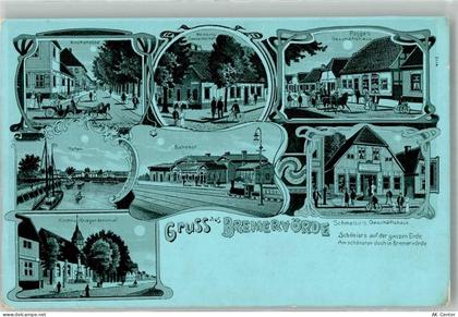 27432 W2740 Bremervörde Lithographie / Mondschein Gasthaus Weinert Kirch... - 13663266