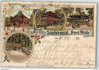 28195 W2800 Schönebeck 1898 Lithographie Gasthaus Neue Weide Schweizer H... - 13629817