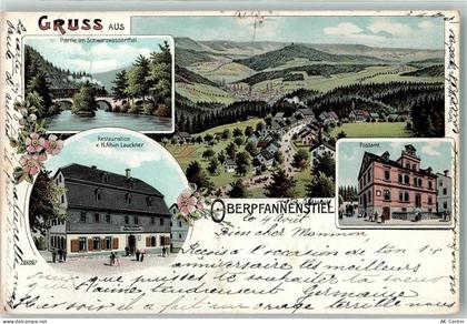 36326 O9402 Oberpfannenstiel OT Bernsbach 1906 Lithographie Gasthaus Lau... - 13630681