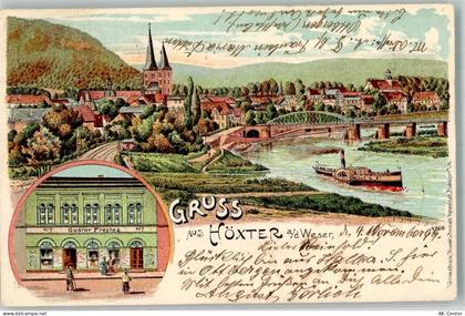 37671 W3470 Höxter 1899 Lithographie Geschäft Gustav Freytag Raddampfer... - 13638788