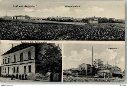 39343 O3241 Ackendorf b Haldensleben Foto AK Gasthaus Ehrensing Zuckerfa... - 13627588