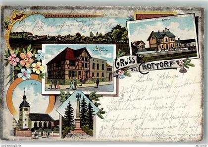 39397 O3231 Krottorf b Oschersleben 1904 Lithographie Bahnhof Kriegerden... - 13654010