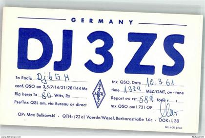 46562 W4223 Voerde Niederrhein KEINE AK QSL Funkfrequenzkarte DJ 3 ZS Ba... - 39922594