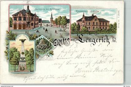 49525 W4540 Lengerich , Westf 1901 Lithographie Marktplatz Rathaus Krank... - 13618922