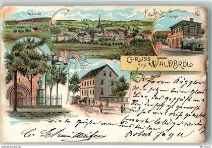 51545 W5220 Waldbröl 1900 Lithographie Cafe-Gasthaus Hittler Bahnhof Den... - 13632693