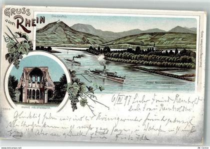 53639 W5330 Königswinter 1897 Lithographie Insel Nonnenwerth Ruine Heist... - 13977538