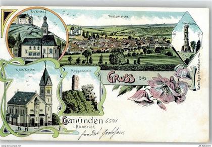 55490 W6545 Gemünden , Hunsrück 1907 - Ev. Kirche Altenburg Kath. Kirche... - 51815230