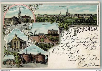 67098 W6713 Freinsheim 1898 Lithographie Rathaus Bahnhof Eisentor Schulh... - 13644646