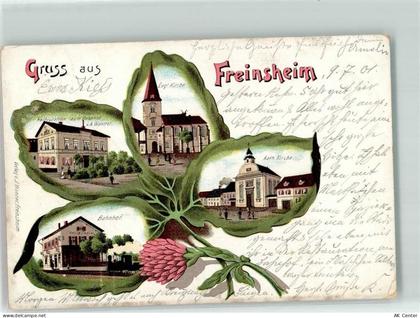 67098 W6713 Freinsheim 1901 Lithographie Blütenblatt Bahnhof Gasthaus zu... - 13627911