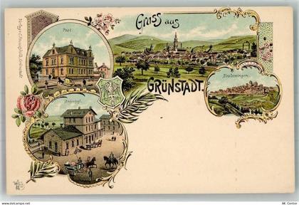 67269 W6718 Grünstadt Lithographie Bahnhof Post Neuleiningen Verlag Ottm... - 13654033