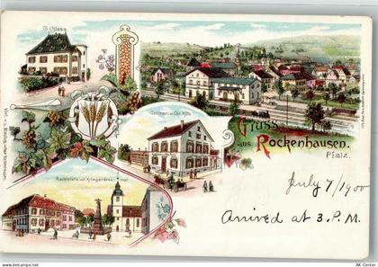 67806 W6760 Rockenhausen Lithographie Bahnhof Gasthaus Kütz Marktplatz S... - 13660212