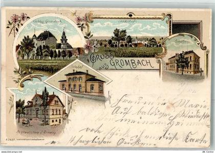74906 W6927 Grombach , Kr Sinsheim, Elsenz Lithographie Schloss Schulhau... - 13620766
