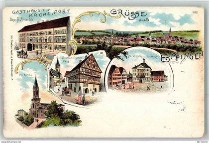 75031 W7519 Eppingen 1905 Lithographie Gasthaus Zur Krone Post Fr. Bitte... - 13621553