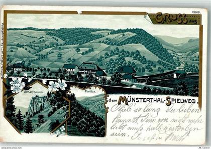 79244 W7816 Münstertal , Schwarzwald 1903 Lithographie Spielweg Gasthaus... - 13671470