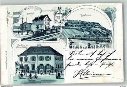 79361 W7831 Sasbach , Kaiserstuhl 1901 Lithographie Bahnhof Ruine Limbur... - 13638250