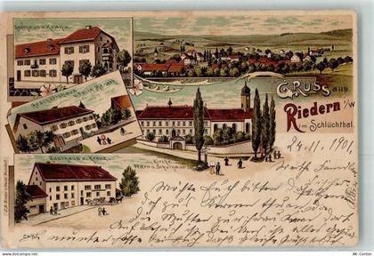 79777 W7899 Riedern am Wald 1901 Lithographie Gasthaus Zum Kranz Geschäf... - 13611971