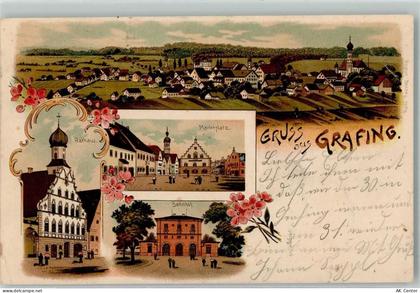85567 W8018 Grafing b. München 1901 Gebrauchsspuren Marktplatz Rathaus B... - 13605017