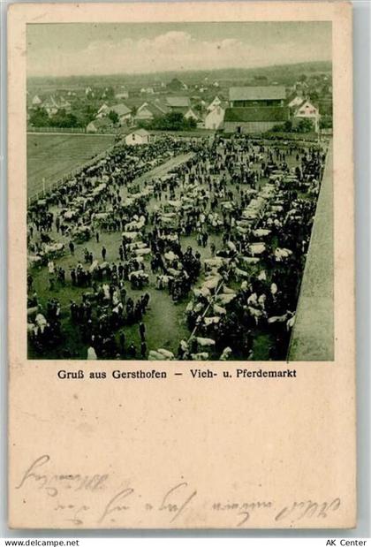 86368 W8906 Gersthofen Gebrauchsspuren Vieh- und Pferdemarkt Foto AK - 13648159