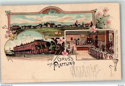 94447 W8350 Plattling 1901 Lithographie Bahnhof Eisenbahn Gasthaus - 13613800