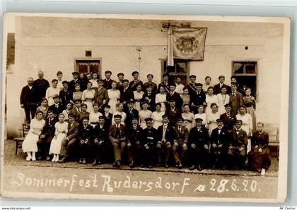99628 O5231 Rudersdorf b Sömmerda 1920 Gebrauchsspuren Sommerfest Gruppe... - 13630831