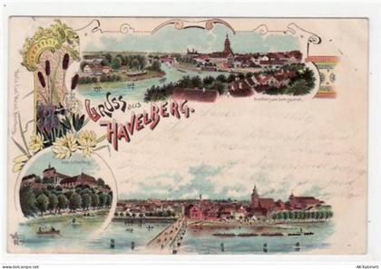 Lithographie Gruss aus Havelberg. Havelberg vom Dom aus gesehen, Havelbe... - 39008041