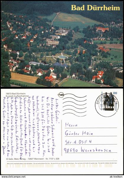 Ansichtskarte Bad Dürrheim Luftaufnahme Kurpark in Bad Dürrheim 1998