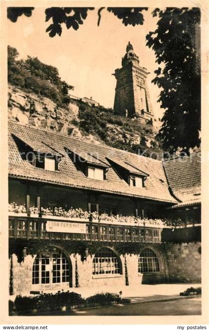 Kyffhaeuser FDGB Erholungsheim Glueckauf mit Kyffhaeuser Denkmal