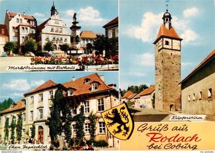 Rodach Bad Rodach Coburg Marktbrunnen mit Rathaus Ehem Jagdschloss Kupfersturm