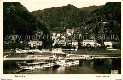 Foto Seidel M. Schmilka Nr. 1 Schmilka Seitenraddampfer Restaurant-Pension Pruef