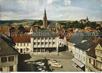 Bad Sobernheim Marktplatz mit Kath Kirche und Haus Huettenberg