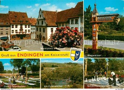 Endingen Kaiserstuhl Marktplatz Rathaus Wegweiser Erlenweiher Schachspielplatz
