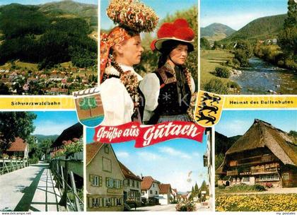 Gutach Schwarzwald Schwarzwaldbahn Trachtenmaedchen mit Bollenhut - P O S T K A
