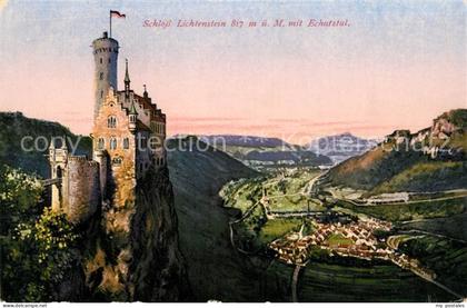 Lichtenstein Wuerttemberg Schloss Lichtenstein mit Echatztal