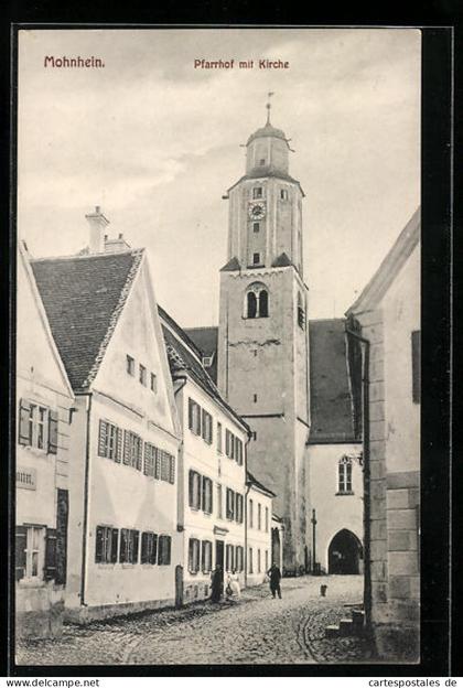AK Monheim, Pfarrhof mit Kirche