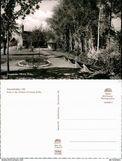 Ansichtskarte Gerolzhofen Partie in den Anlagen mit evang. Kirche 1962