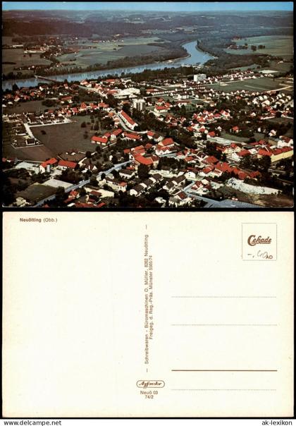 Ansichtskarte Neuötting Panorama-Luftbild Neuötting 1974