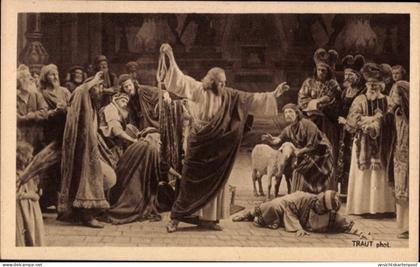 CPA Oberammergau in Oberbayern, Passionsspiele, Vertreibung der Händler, Szene, gemischte Persone