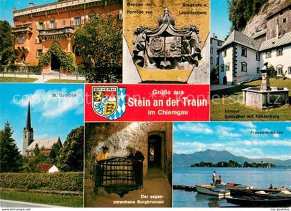 Stein Traun Hotel Wappen Schlosshof mit Hoehlenburg St Georgen Burgbrunnen Fraue