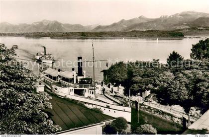 Stock Chiemsee Hafen Dampfer Chiemgauer Alpen