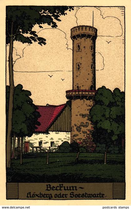Beckum, Höxberg / Soestwarte, Steindruck AK, um 1920