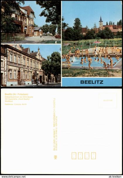 Beelitz Einkaufszentrum der BGH Beelitz, HO-Gststätte Stadt   Stadtbad  1988